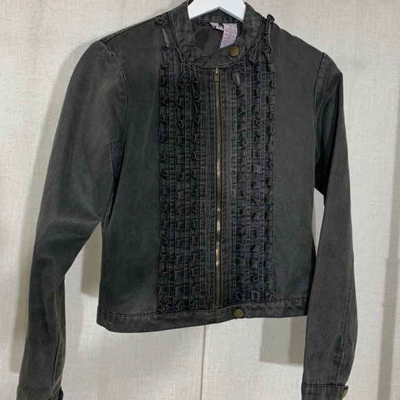 STELLA STAR Ruffled Faux Leather Moto Jacket - Picture 4 of 8